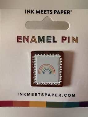 Rainbow Stamp Enamel Pin - White & Multicolor
